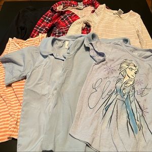 Girls 7 Shirt Bundle Size XS / S Size 5-6 6-7, Long & Short Sleeve, Collared